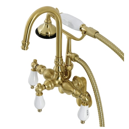 Kingston Brass AE303T7 Wall Mount Clawfoot Tub Faucets, Brushed Brass AE303T7